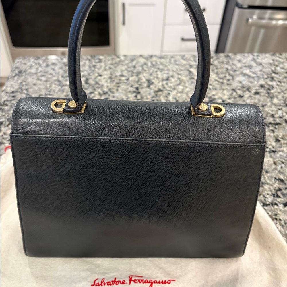 Salvatore Ferragamo Leather Top-Handle Satchel with Gold Hardware - Picture 2 of 6